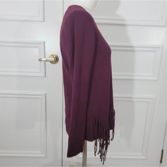 Y2K Carol Rose Soft Burgundy Fringe Knit Top - Picture 3 of 8